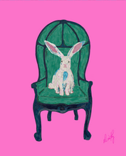 Hare on Chair Art Print - various backgrounds
