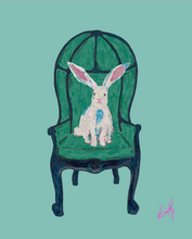 Hare on Chair Art Print - various backgrounds