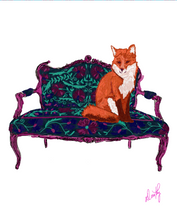 Fox on Furniture Art Print - various backgrounds