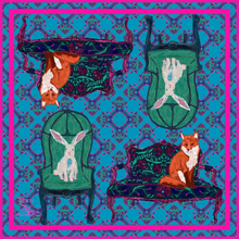 Silk Scarf - Foxes on Furniture & Hares on Chairs