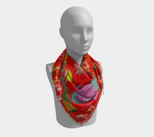Scarf - "Flowers and Tigers and Bubbly! Oh My!" in Fire Engine Red