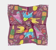 Scarf - "Flowers and Tigers and Bubbly! Oh My!" in Plum