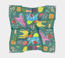 Scarf - "Flowers and Tigers and Bubbly! Oh My!" in Teal