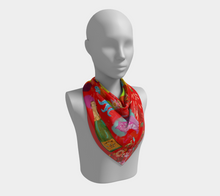 Scarf - "Flowers and Tigers and Bubbly! Oh My!" in Fire Engine Red