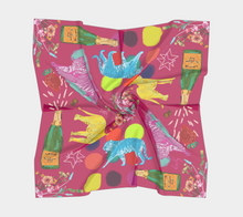 Scarf - "Flowers and Tigers and Bubbly! Oh My!" in Fuschia Hot Pink
