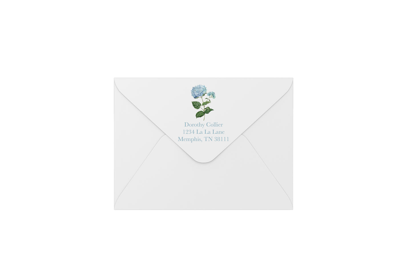florals - blue hydrangeas - envelopes - address printing