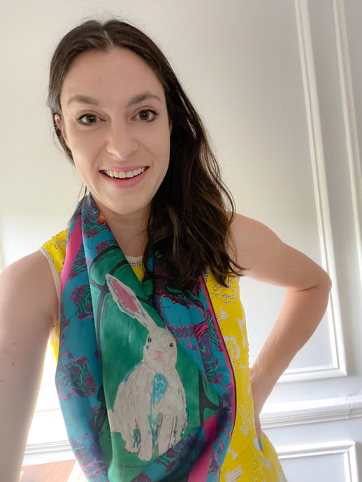 Silk Scarf - Foxes on Furniture & Hares on Chairs