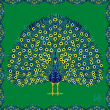 Silk Scarf - Peacock in Kelly Green