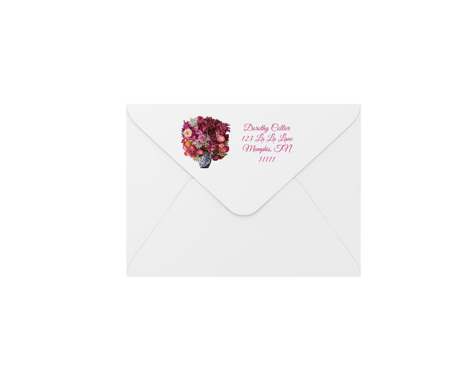 florals - red and pink arrangement - envelopes - address printing