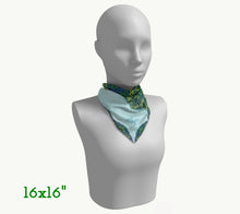 Silk Scarf - Peacock in Light Blue