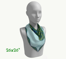 Silk Scarf - Peacock in Light Blue