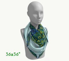 Silk Scarf - Peacock in Light Blue