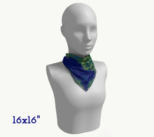 Silk Scarf - Peacock in Royal Blue