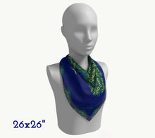 Silk Scarf - Peacock in Royal Blue