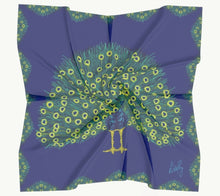 Silk Scarf - Peacock in Royal Blue