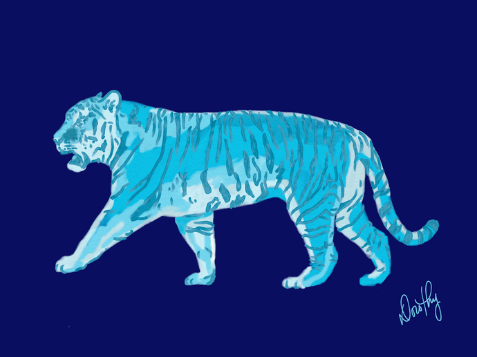 Tiger in Blue Wall Art