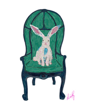 Hare on Chair Art Print - various backgrounds