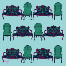 Silk Scarf - Settee & Balloon Chair Furniture in Blue