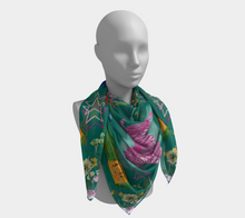 Scarf - "Flowers and Tigers and Bubbly! Oh My!" in Teal