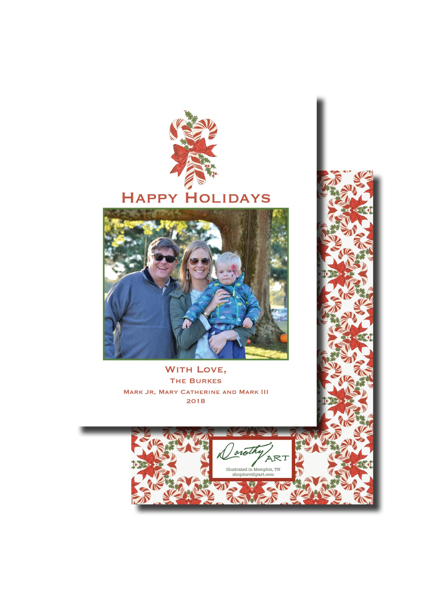 candy cane holiday card vertical