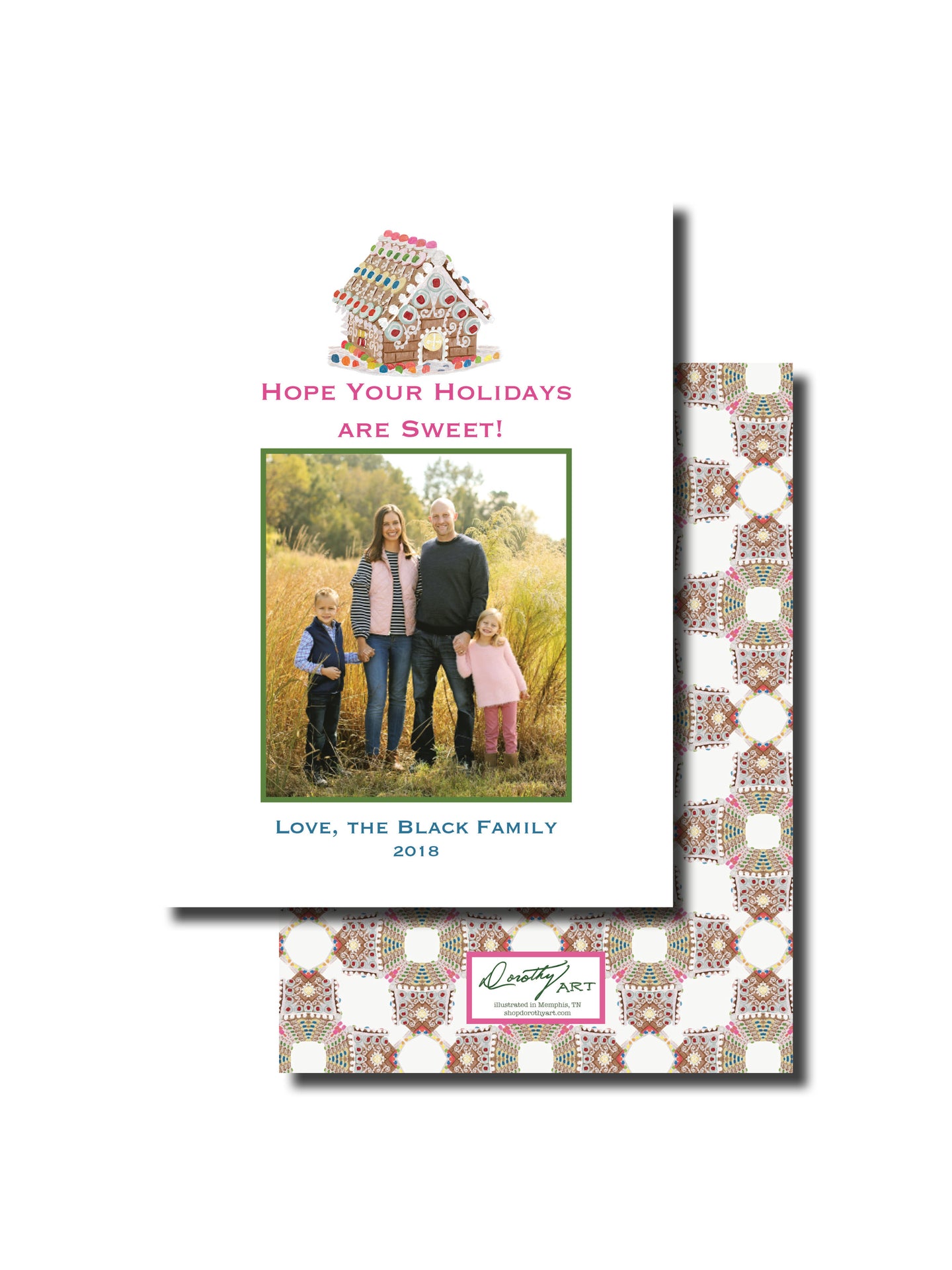 gingerbread candy house holiday card vertical