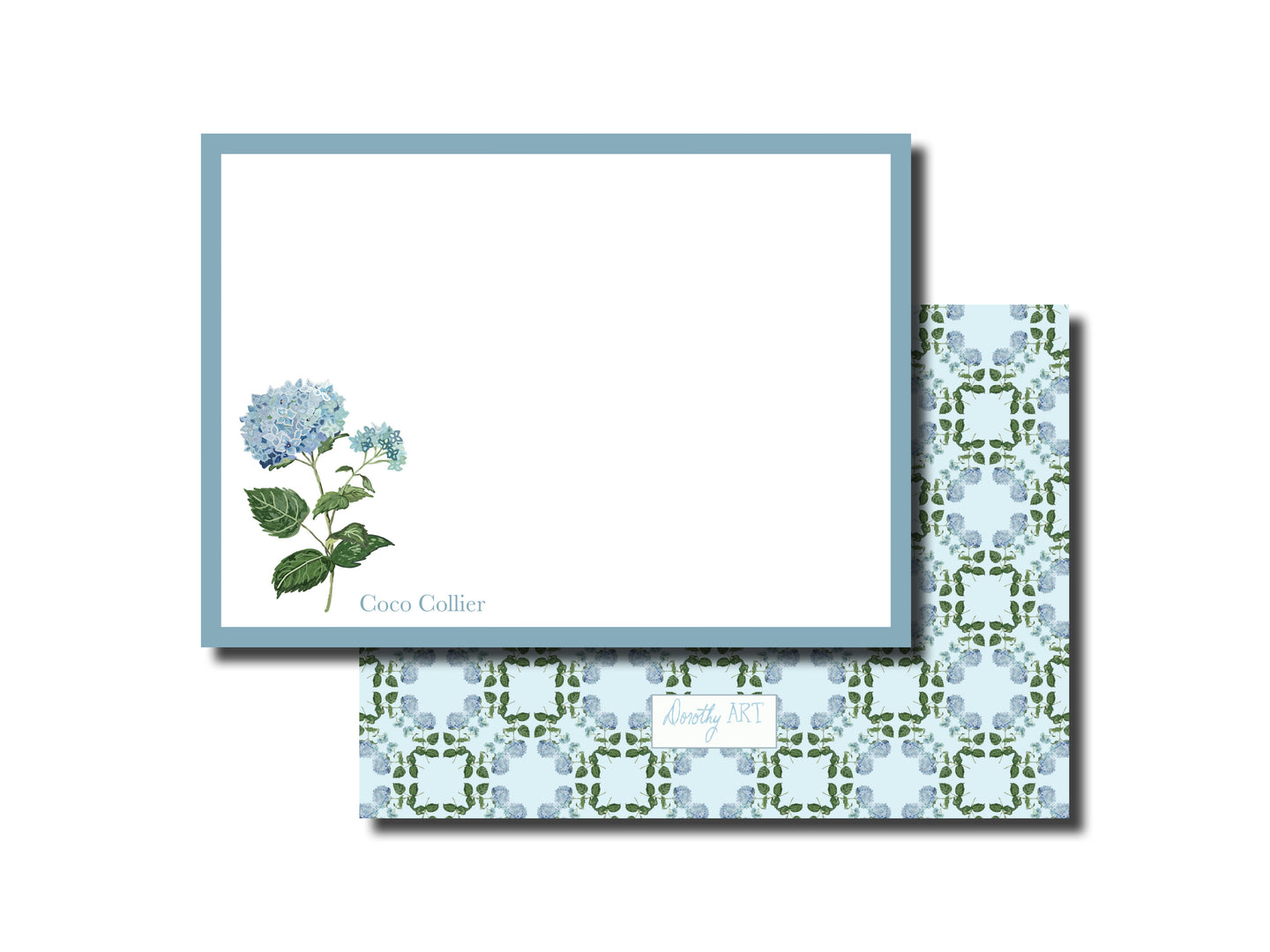 florals - blue hydrangeas - notecard
