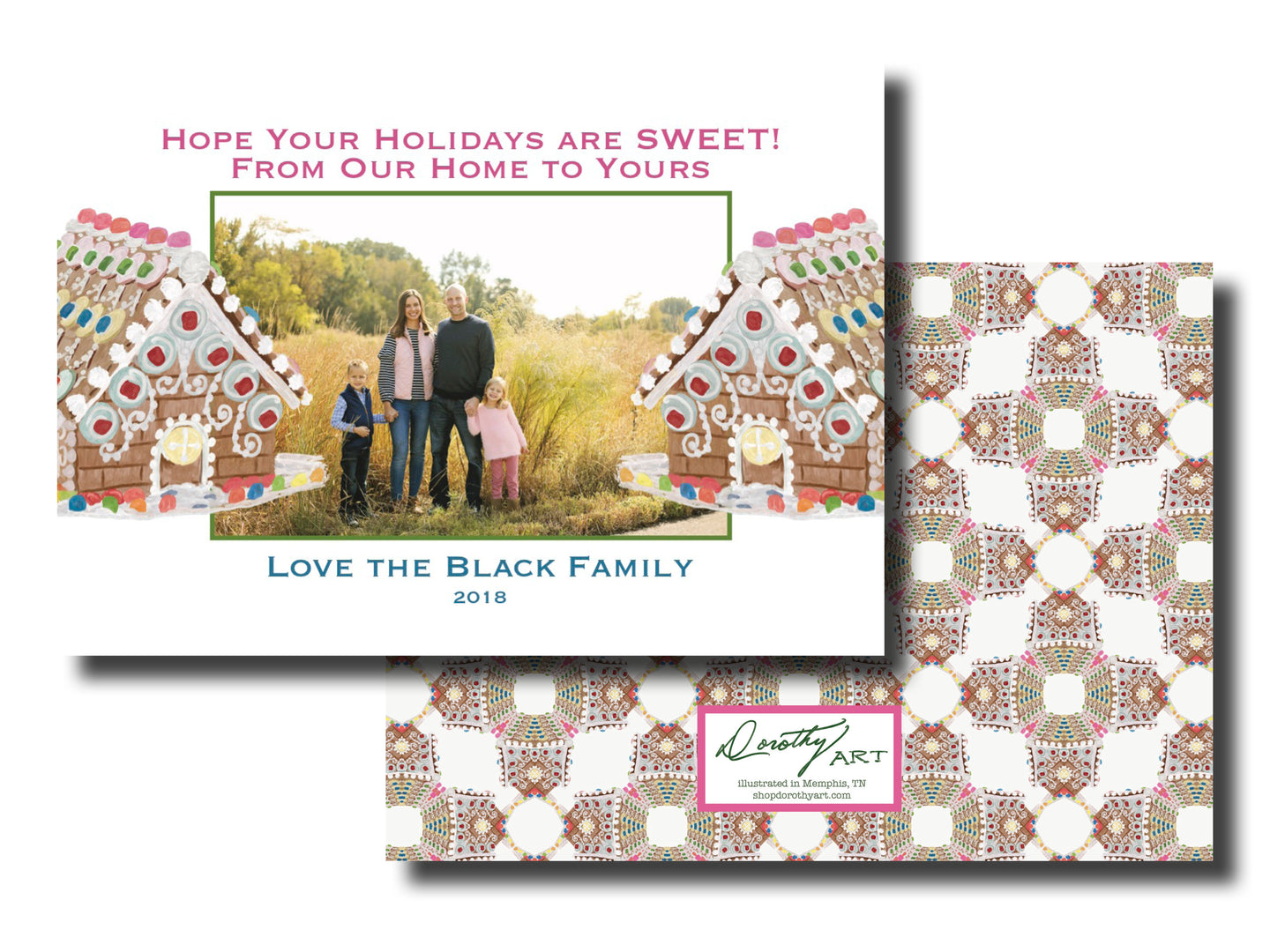gingerbread candy house holiday card horizontal