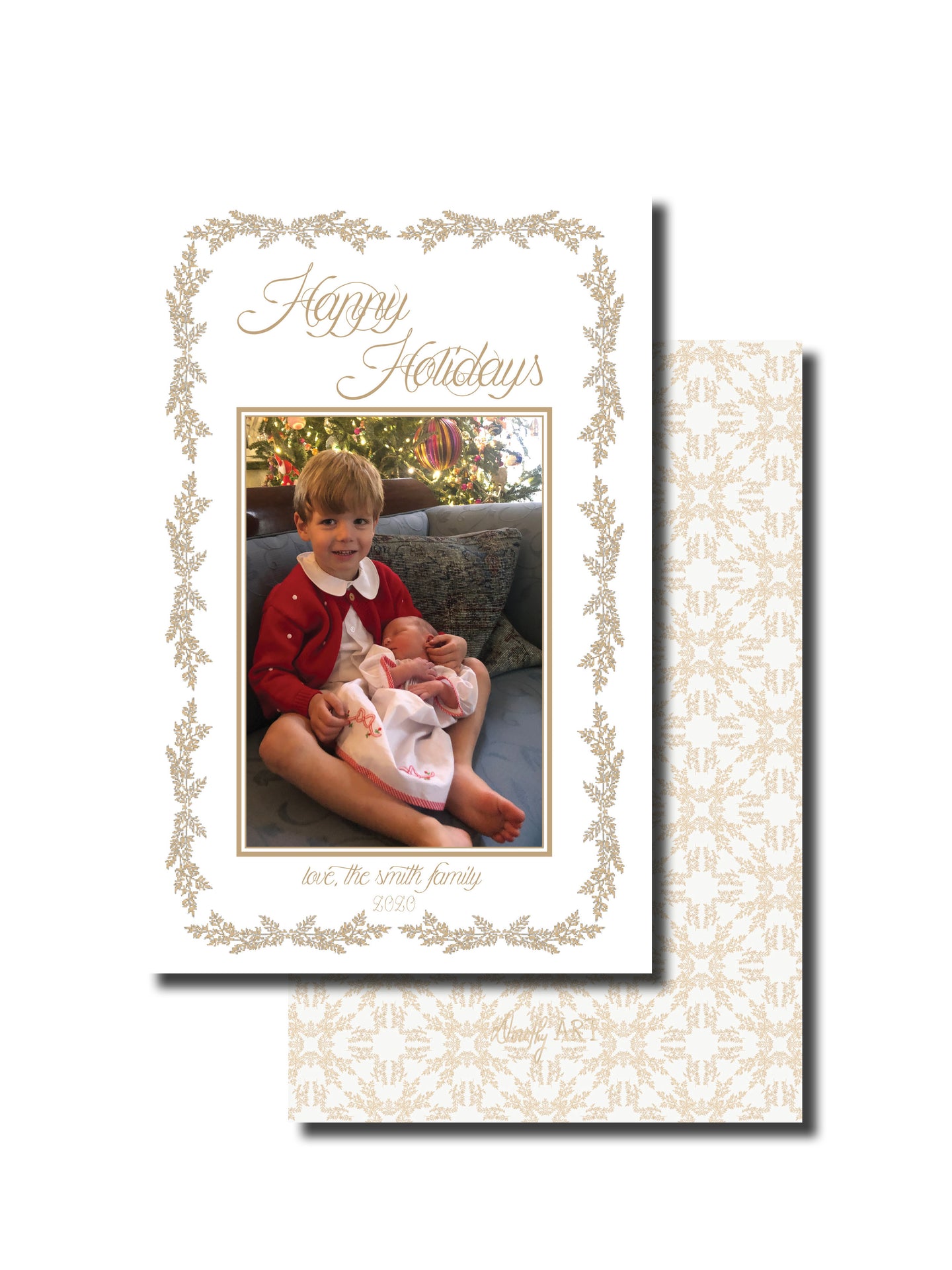 fern in creme holiday card