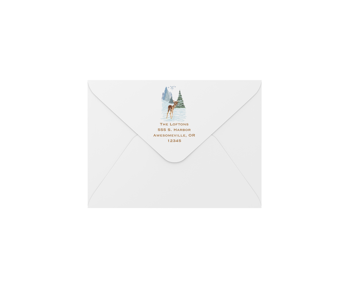 deer in snow envelopes - address printing