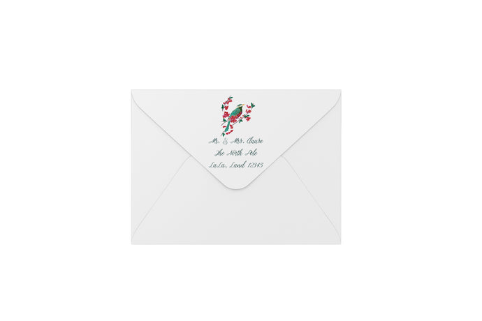 holiday bird envelopes - address printing