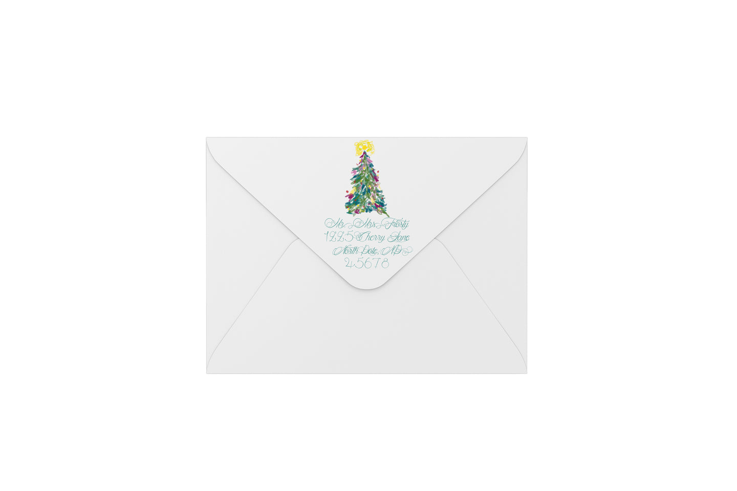 colorful christmas tree envelopes - address printing