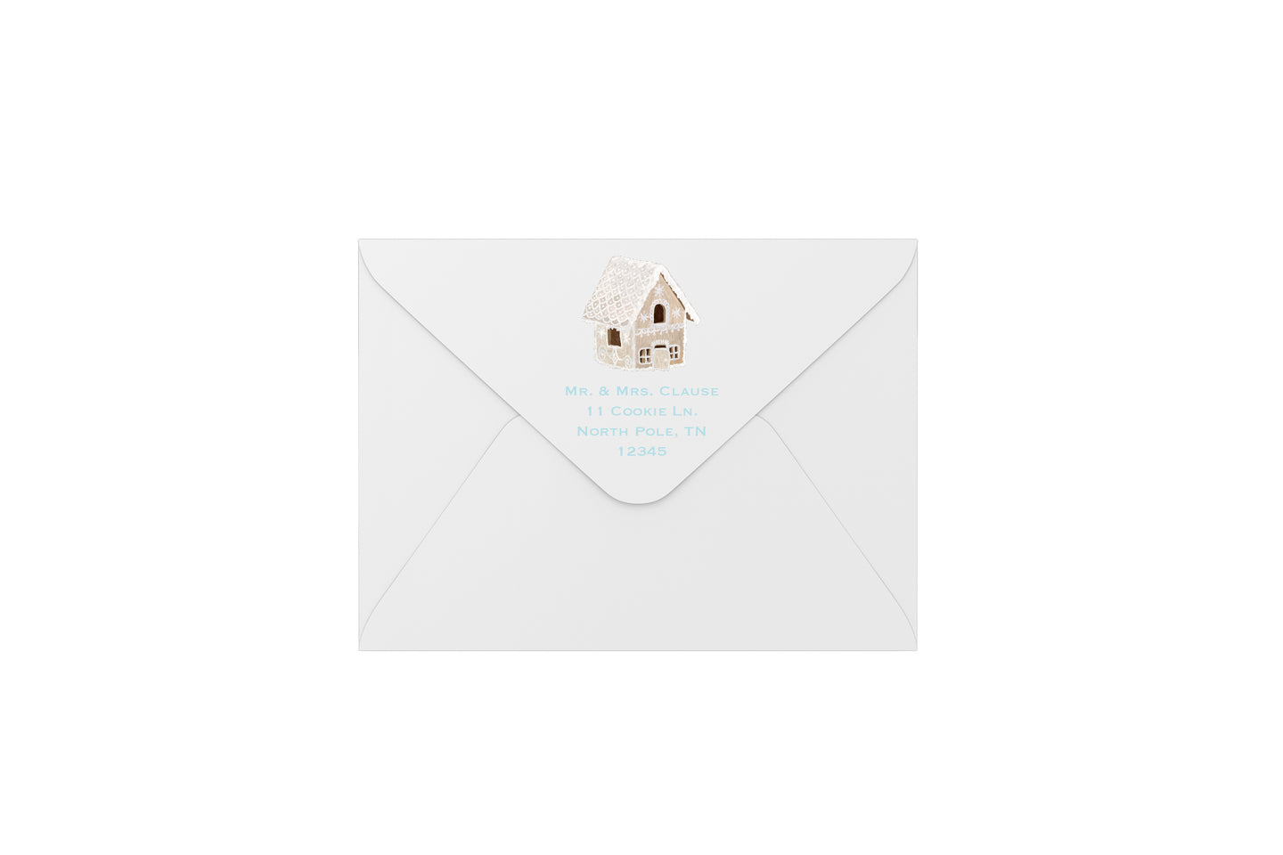 gingerbread house white envelopes - address printing
