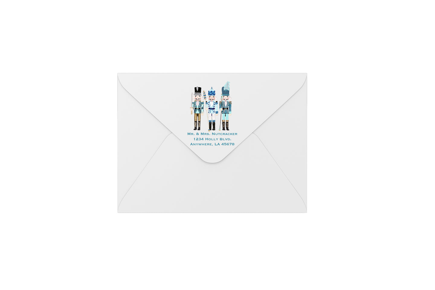 nutcracker in blue envelopes - address printing