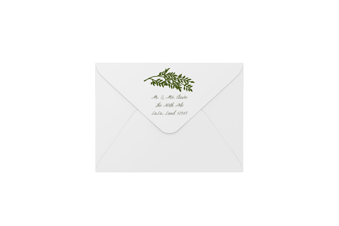 fern in green envelopes - address printing