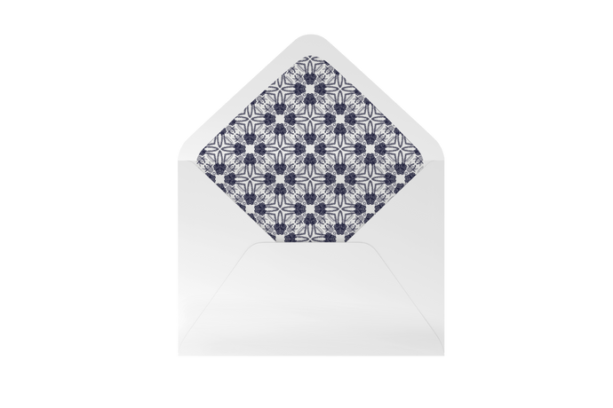florals in navy envelope liner