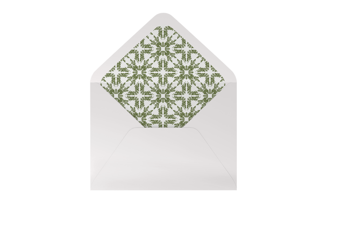 fern in green envelope liner