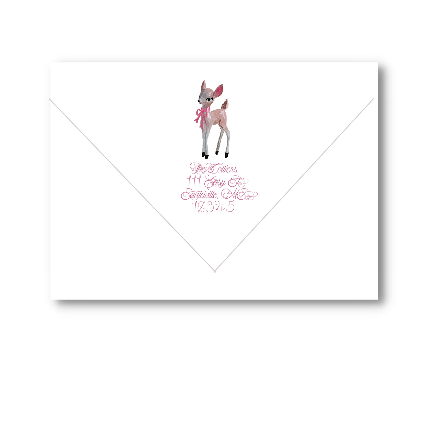 pink deer envelopes - address printing