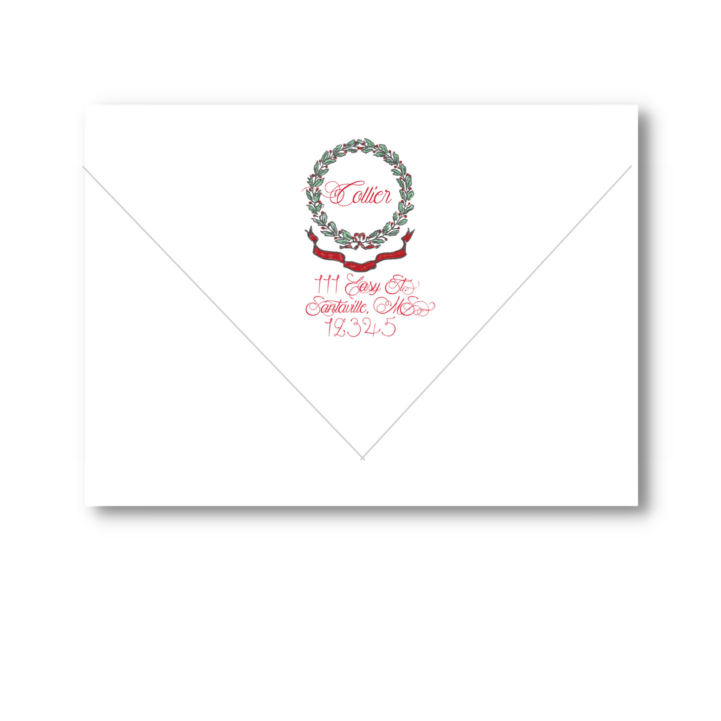 wreath card envelopes - address printing