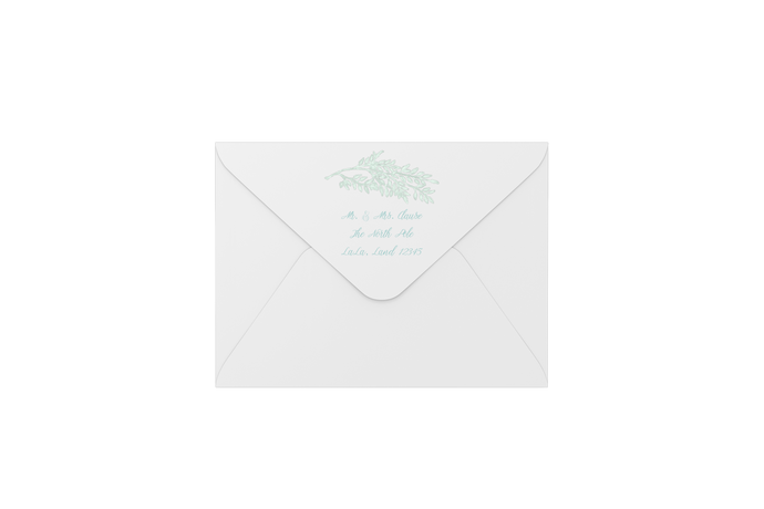 fern in blue envelopes - address printing
