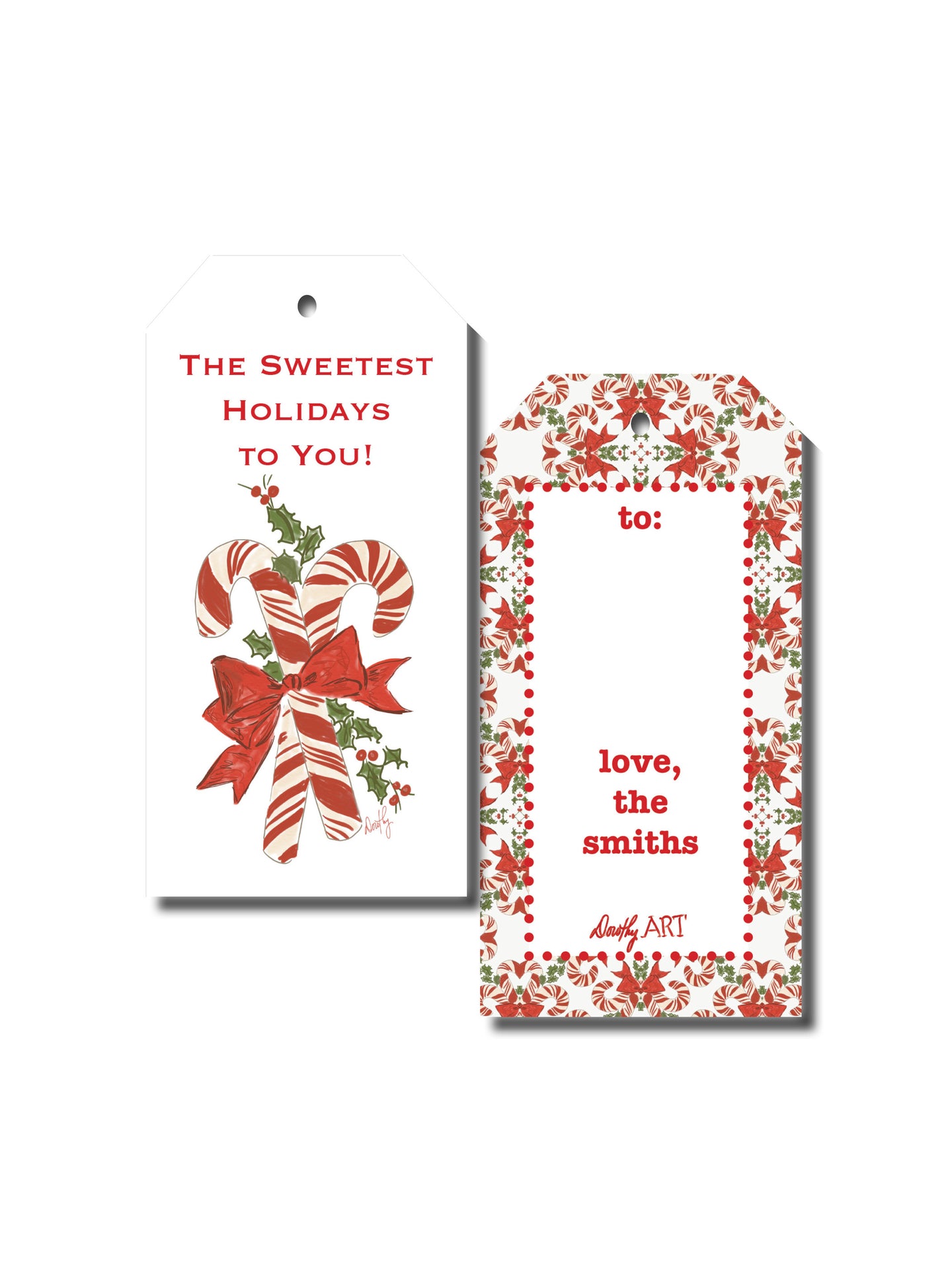 candy cane gift tag