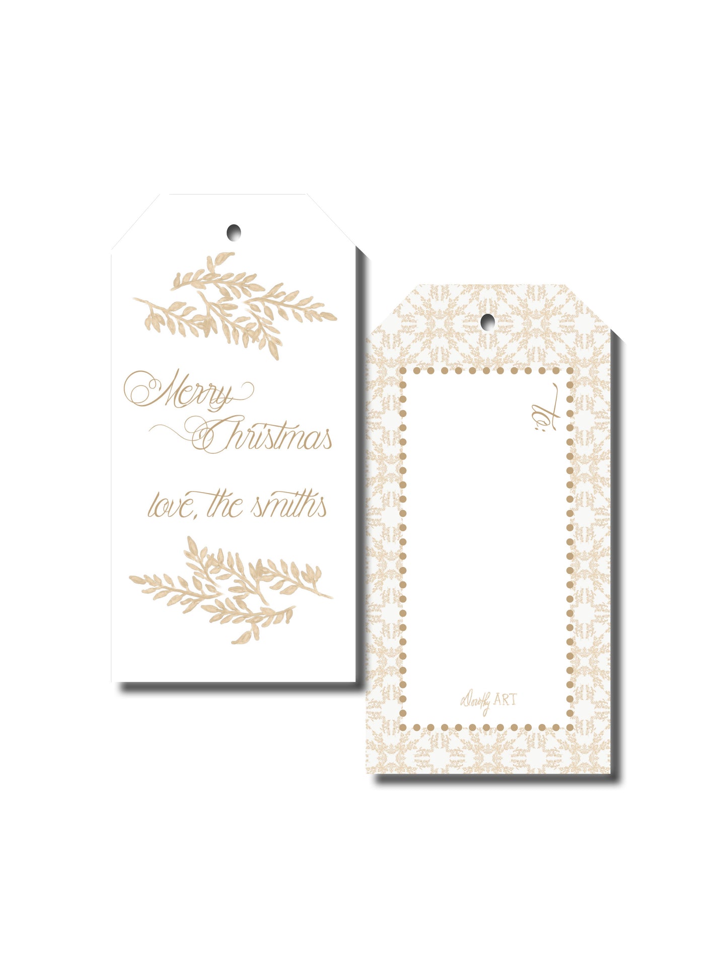 fern in creme gift tag