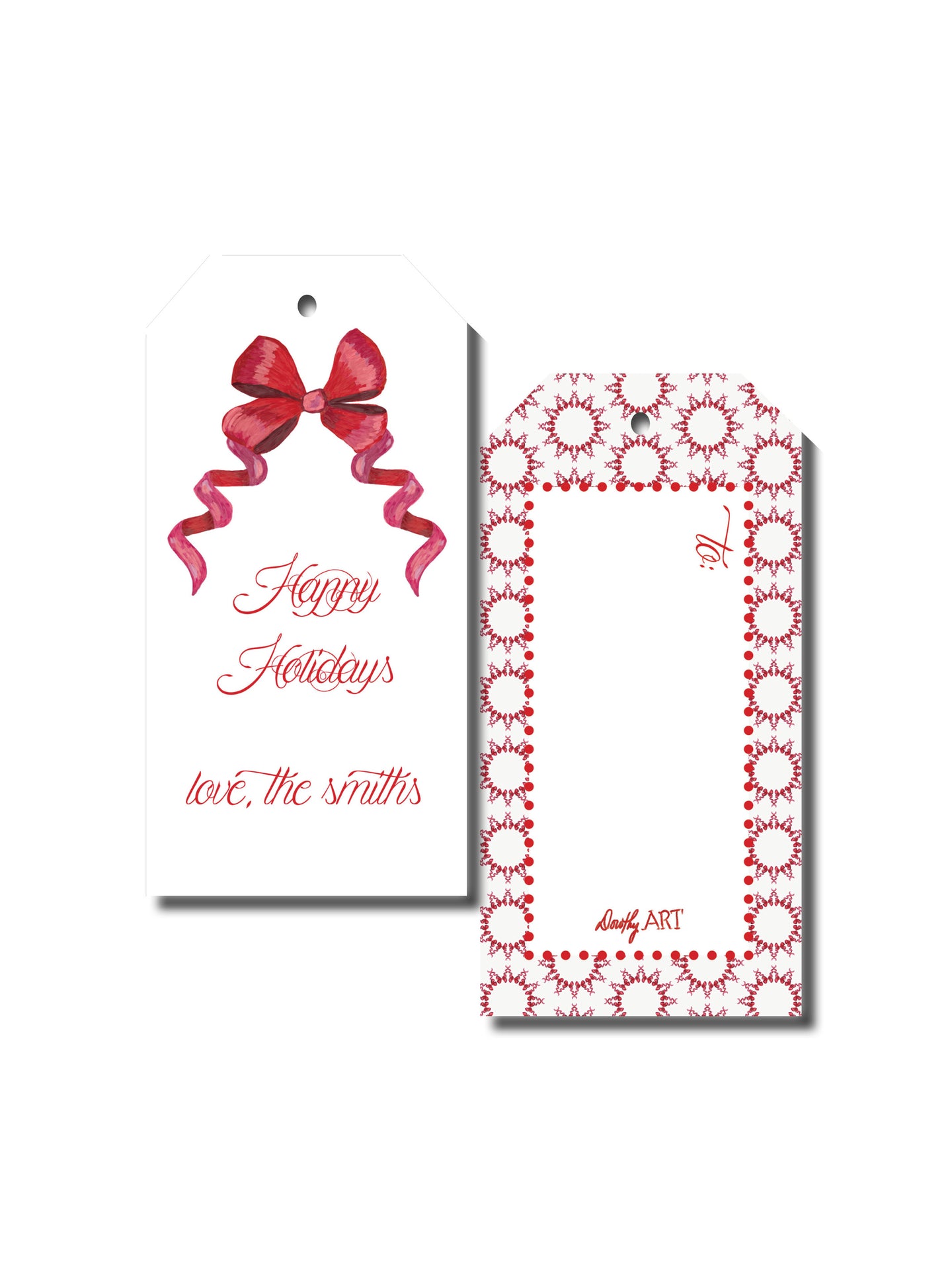 bow in red gift tag