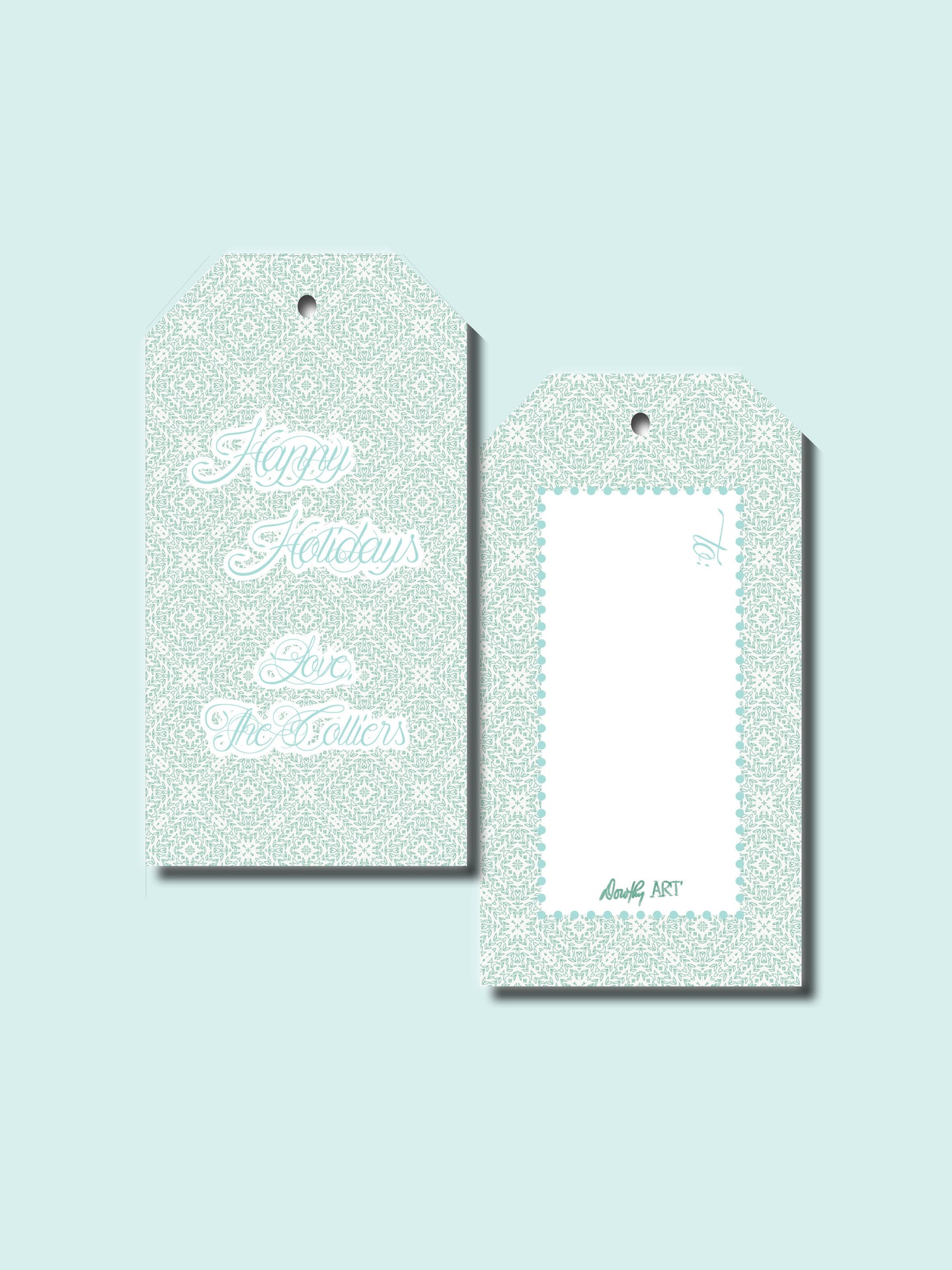 sweet square light teal gift tag