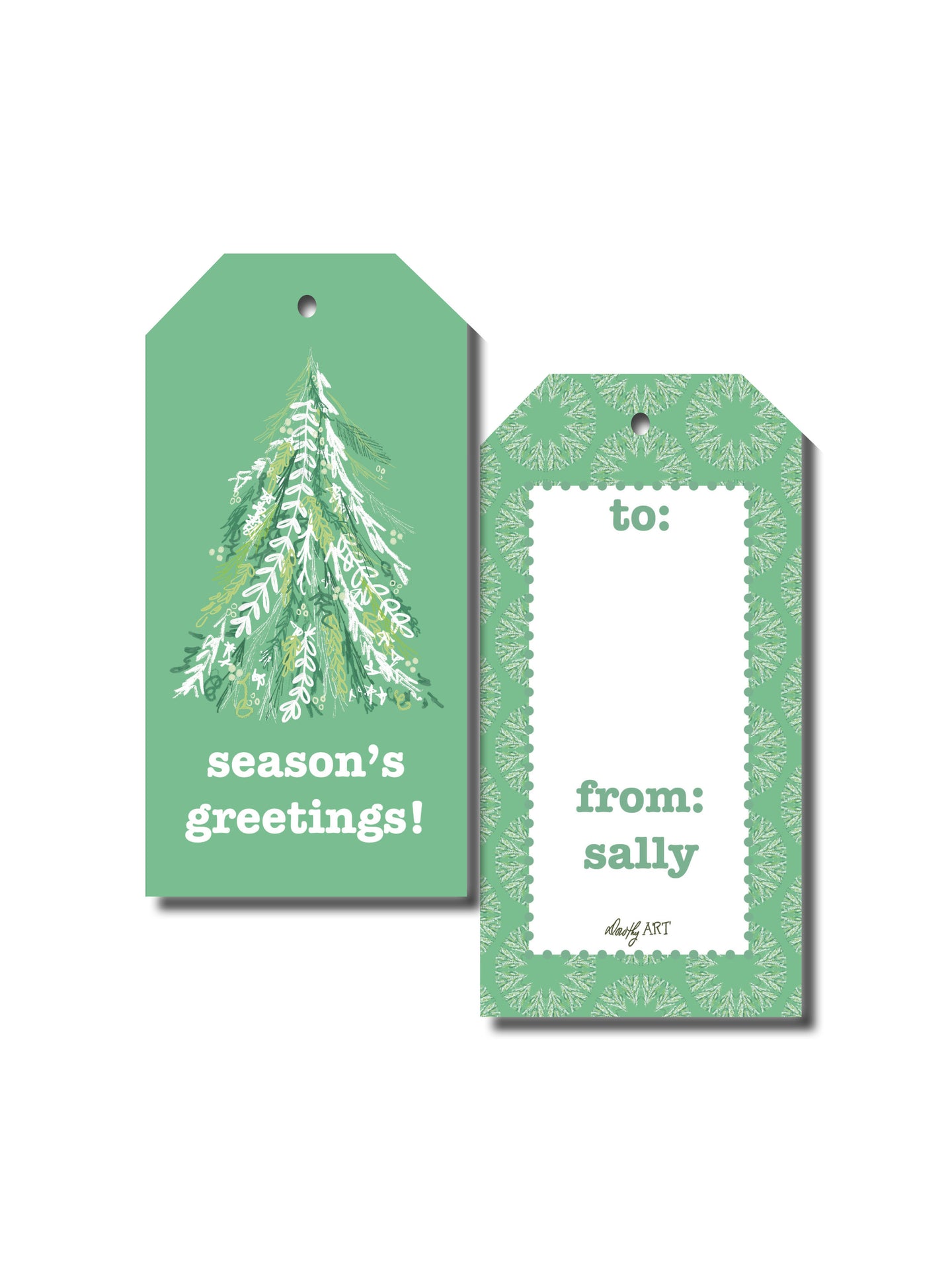 tree sketch gift tag