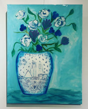 Your City Blue and White Ginger Jar Floral Oil Painting
