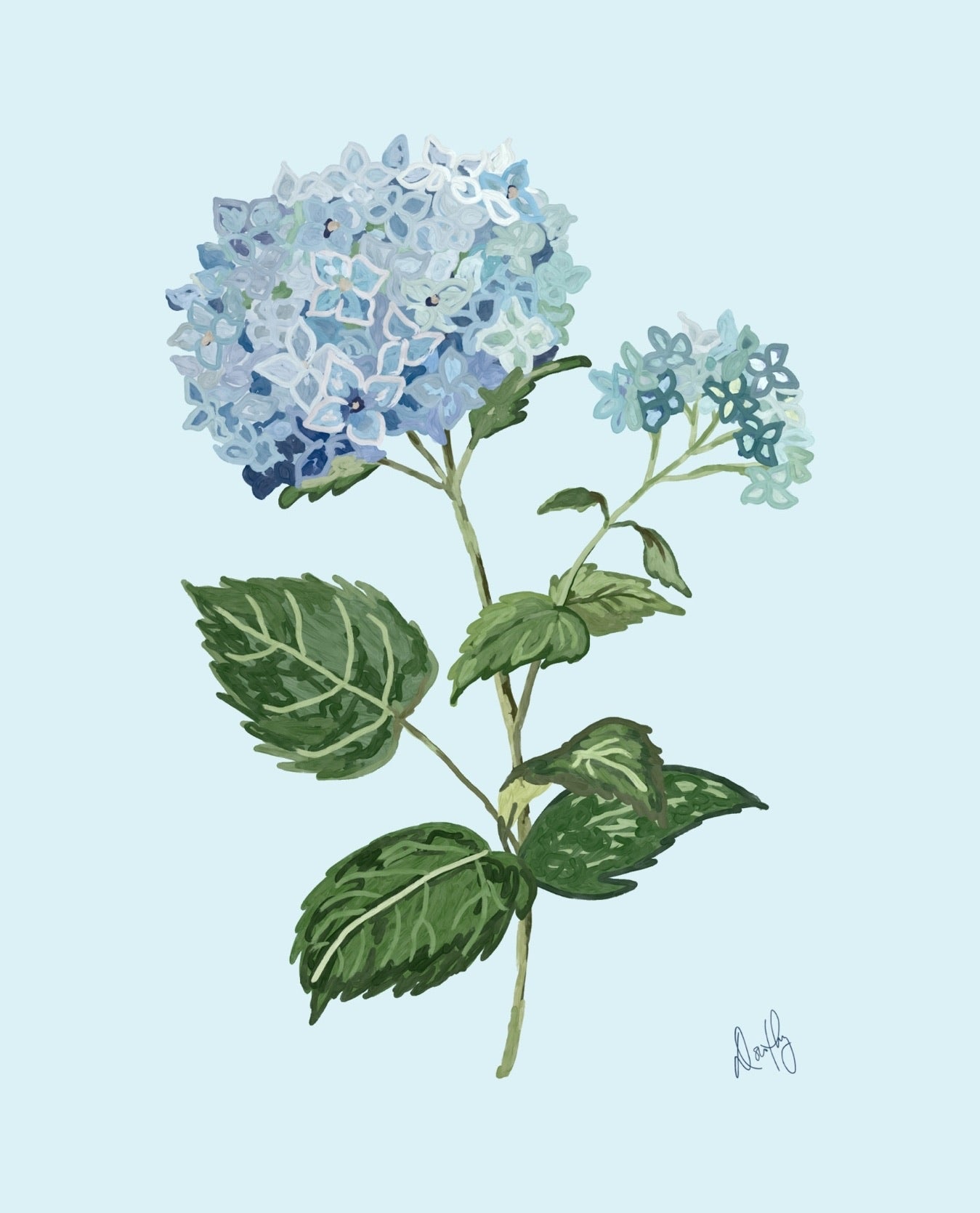 Blue Hydrangea Wall Art Print