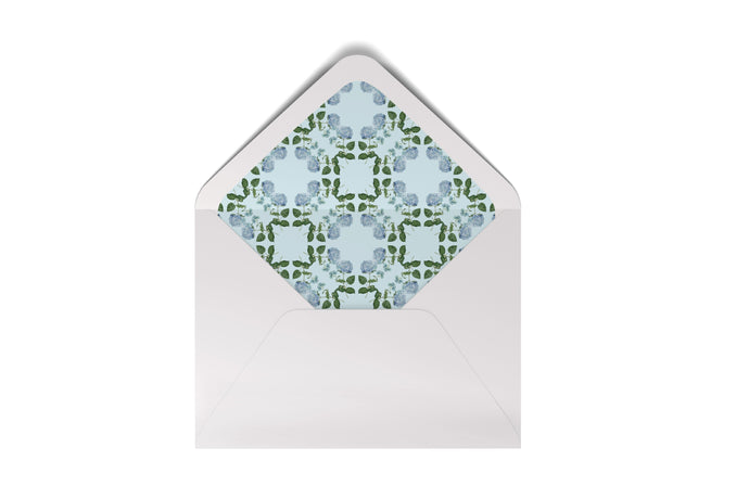 florals - blue hydrangeas - envelope liner